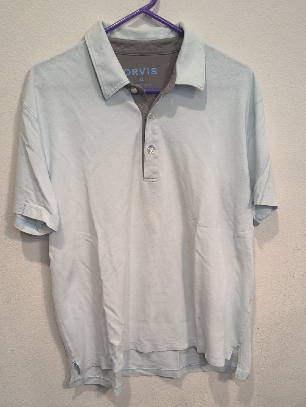 Orvis Light Blue Short-Sleeve Polo Pima Cotton XL
